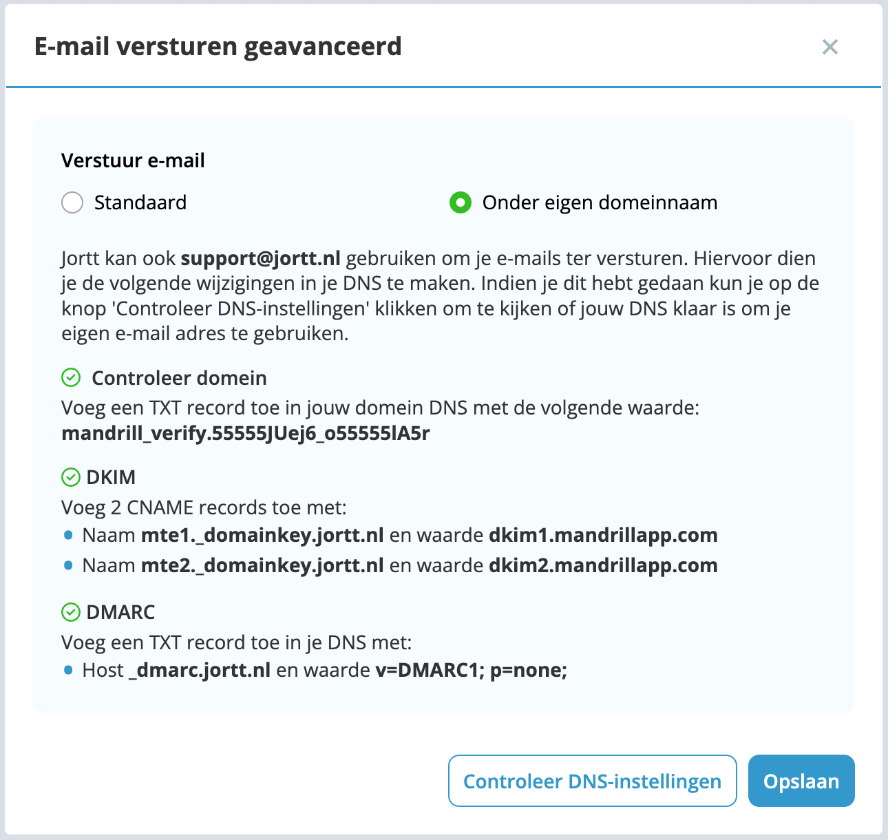 Eigen e-mailadres gebruiken instellingen