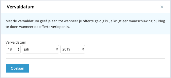 Kies de datum voor je offerte