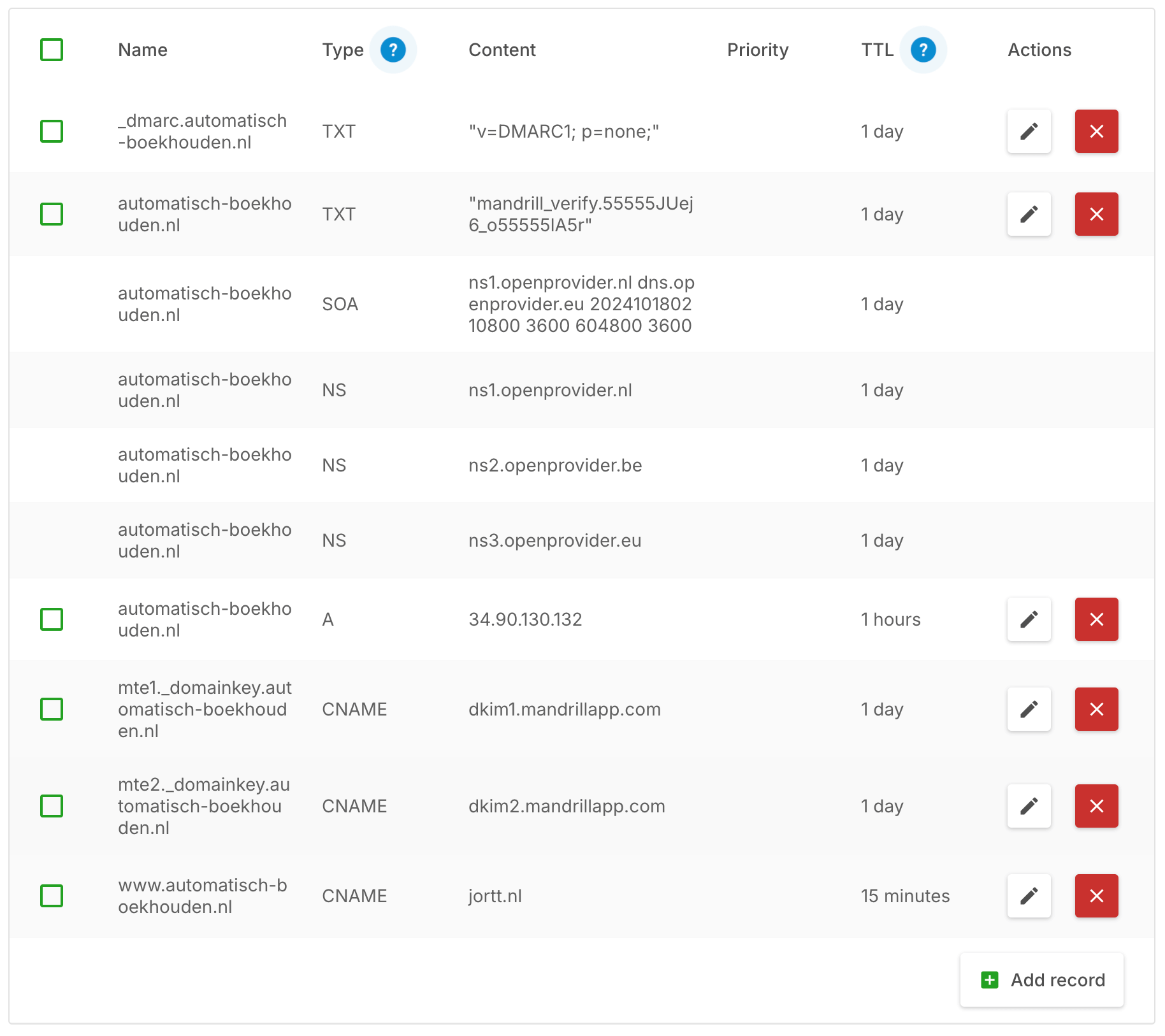 Eigen e-mailadres instellingen in dns