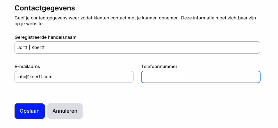 websiteprofiel aanmaken bij mollie